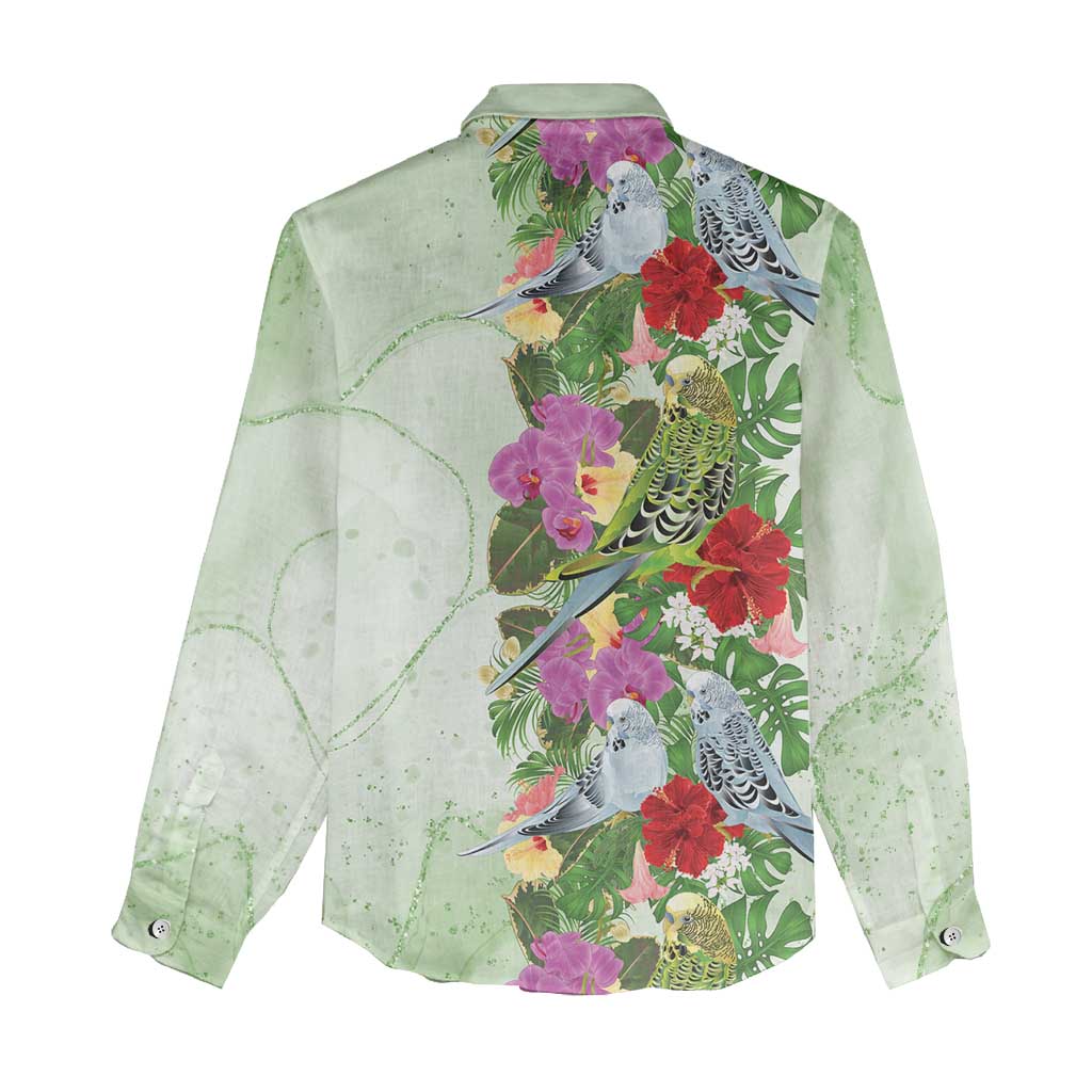 Aussie Budgies Blue And Green Tropical Birds Women Casual Shirt - Aussie Hoodie