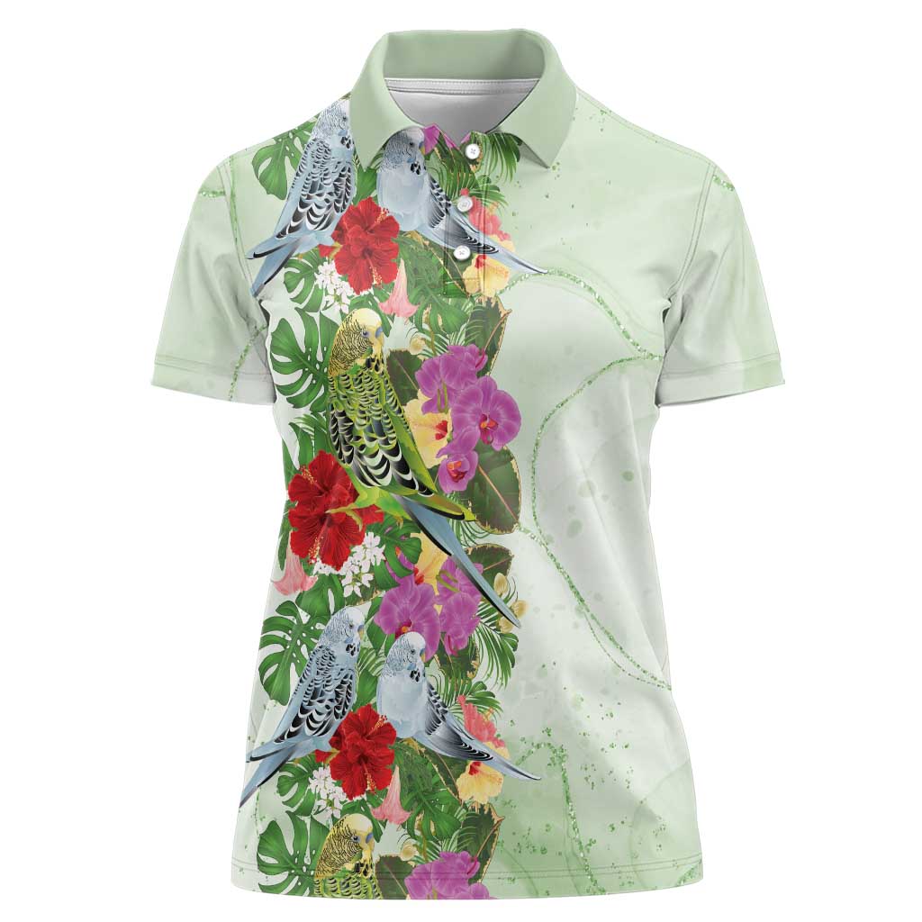 Aussie Budgies Blue And Green Tropical Birds Women Polo Shirt - Aussie Hoodie