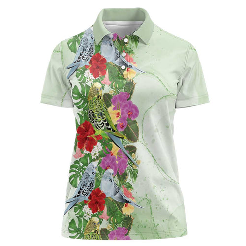 Aussie Budgies Blue And Green Tropical Birds Women Polo Shirt - Aussie Hoodie