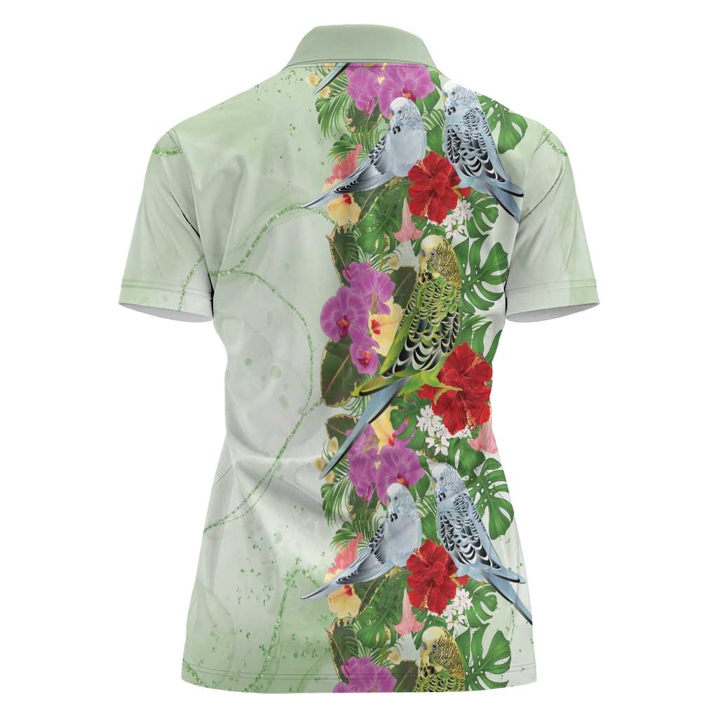 Aussie Budgies Blue And Green Tropical Birds Women Polo Shirt - Aussie Hoodie