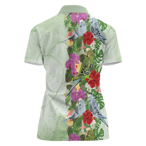 Aussie Budgies Blue And Green Tropical Birds Women Polo Shirt - Aussie Hoodie