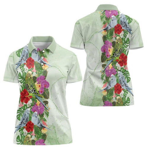 Aussie Budgies Blue And Green Tropical Birds Women Polo Shirt - Aussie Hoodie