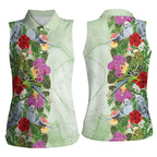 Aussie Budgies Blue And Green Tropical Birds Women Sleeveless Polo Shirt - Aussie Hoodie