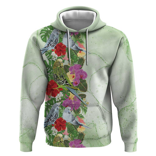 Aussie Budgies Blue And Green Tropical Birds Zip Hoodie - Aussie Hoodie