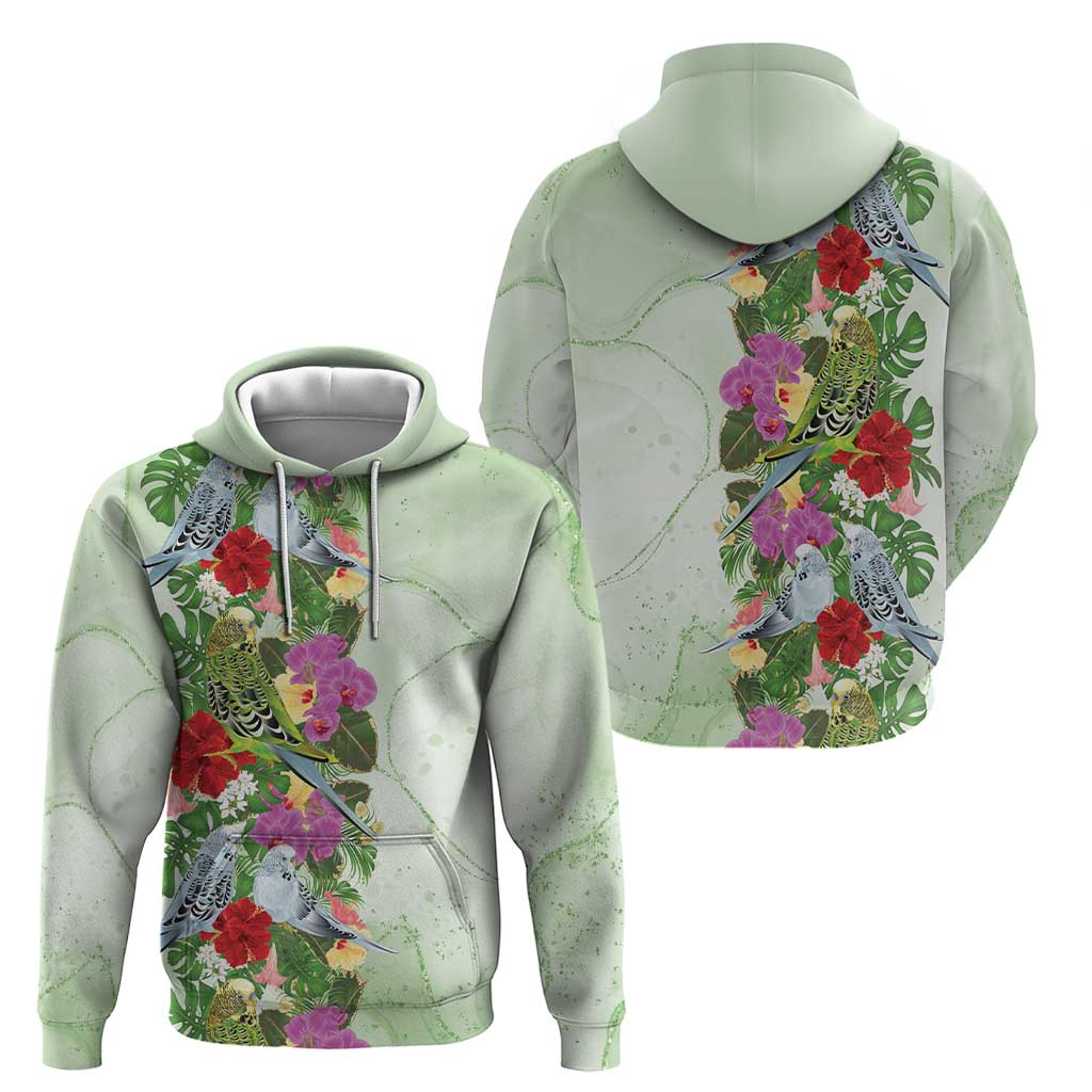 Aussie Budgies Blue And Green Tropical Birds Zip Hoodie - Aussie Hoodie