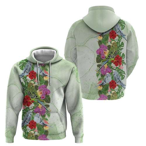 Aussie Budgies Blue And Green Tropical Birds Zip Hoodie - Aussie Hoodie