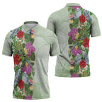 Aussie Budgies Blue And Green Tropical Birds Zipper Polo Shirt - Aussie Hoodie