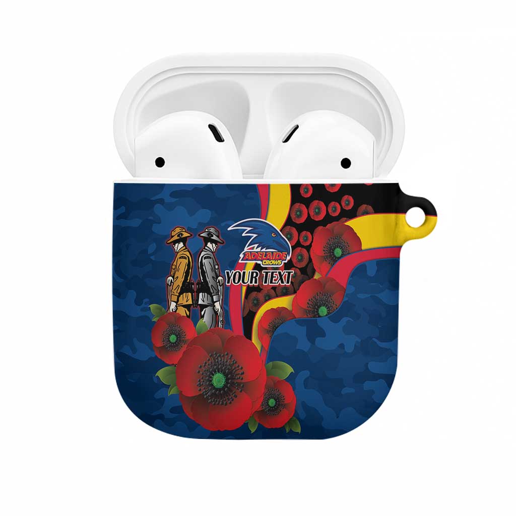 Adelaide Crows ANZAC Personalised AirPods Case Lest We Forget Poppy Camo