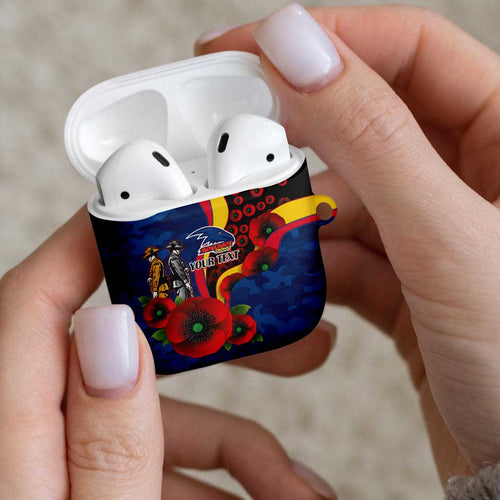 Adelaide Crows ANZAC Personalised AirPods Case Lest We Forget Poppy Camo