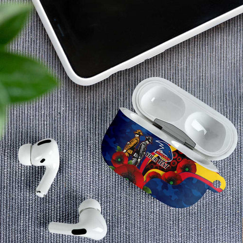 Adelaide Crows ANZAC Personalised AirPods Case Lest We Forget Poppy Camo