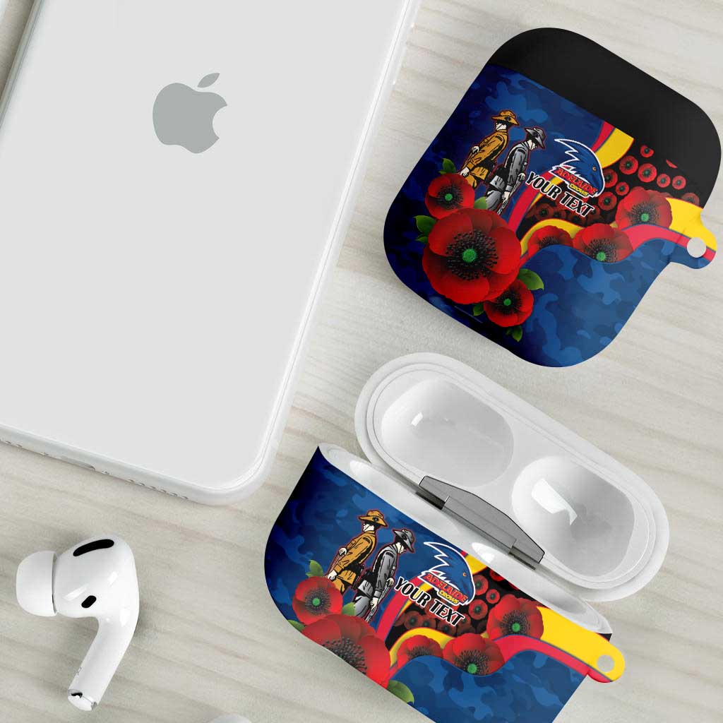 Adelaide Crows ANZAC Personalised AirPods Case Lest We Forget Poppy Camo