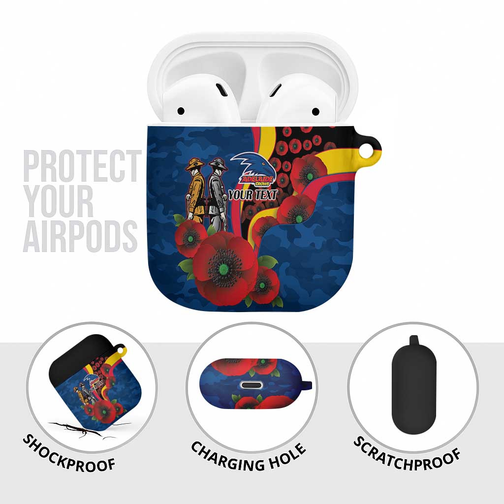 Adelaide Crows ANZAC Personalised AirPods Case Lest We Forget Poppy Camo