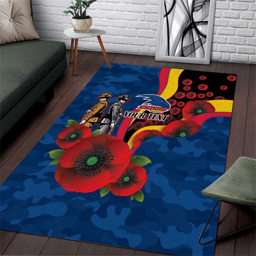 Adelaide Crows ANZAC Personalised Area Rug Lest We Forget Poppy Camo