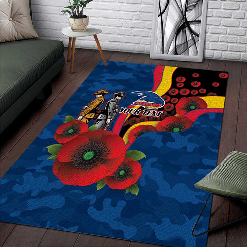 Adelaide Crows ANZAC Personalised Area Rug Lest We Forget Poppy Camo
