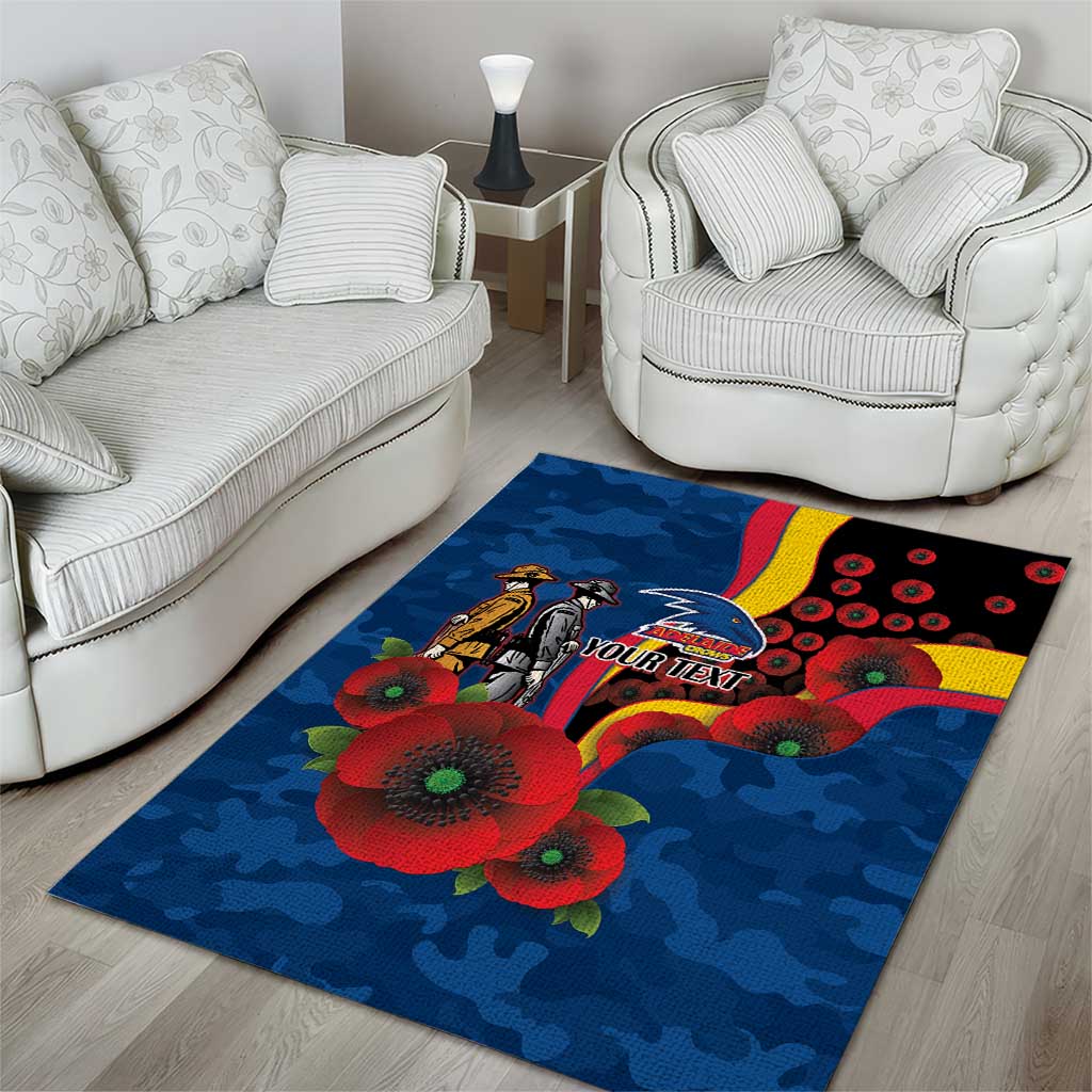 Adelaide Crows ANZAC Personalised Area Rug Lest We Forget Poppy Camo