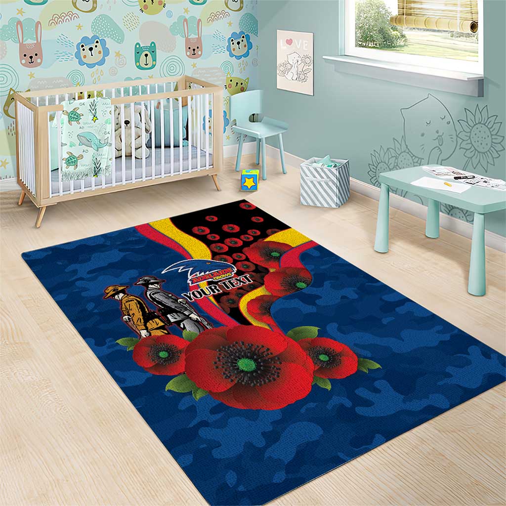 Adelaide Crows ANZAC Personalised Area Rug Lest We Forget Poppy Camo