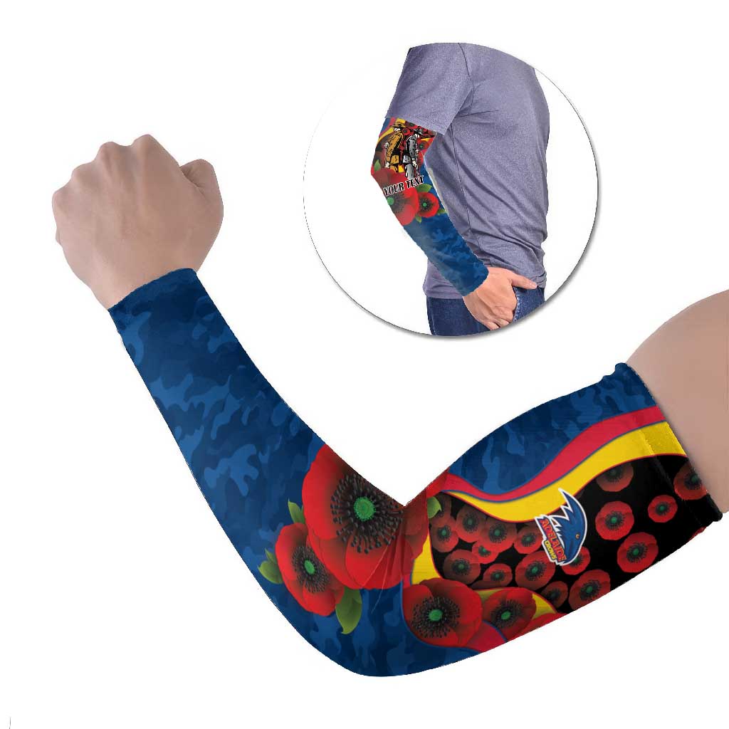 Adelaide Crows ANZAC Personalised Arm Sleeves Lest We Forget Poppy Camo