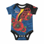 Adelaide Crows ANZAC Personalised Baby Onesie Lest We Forget Poppy Camo