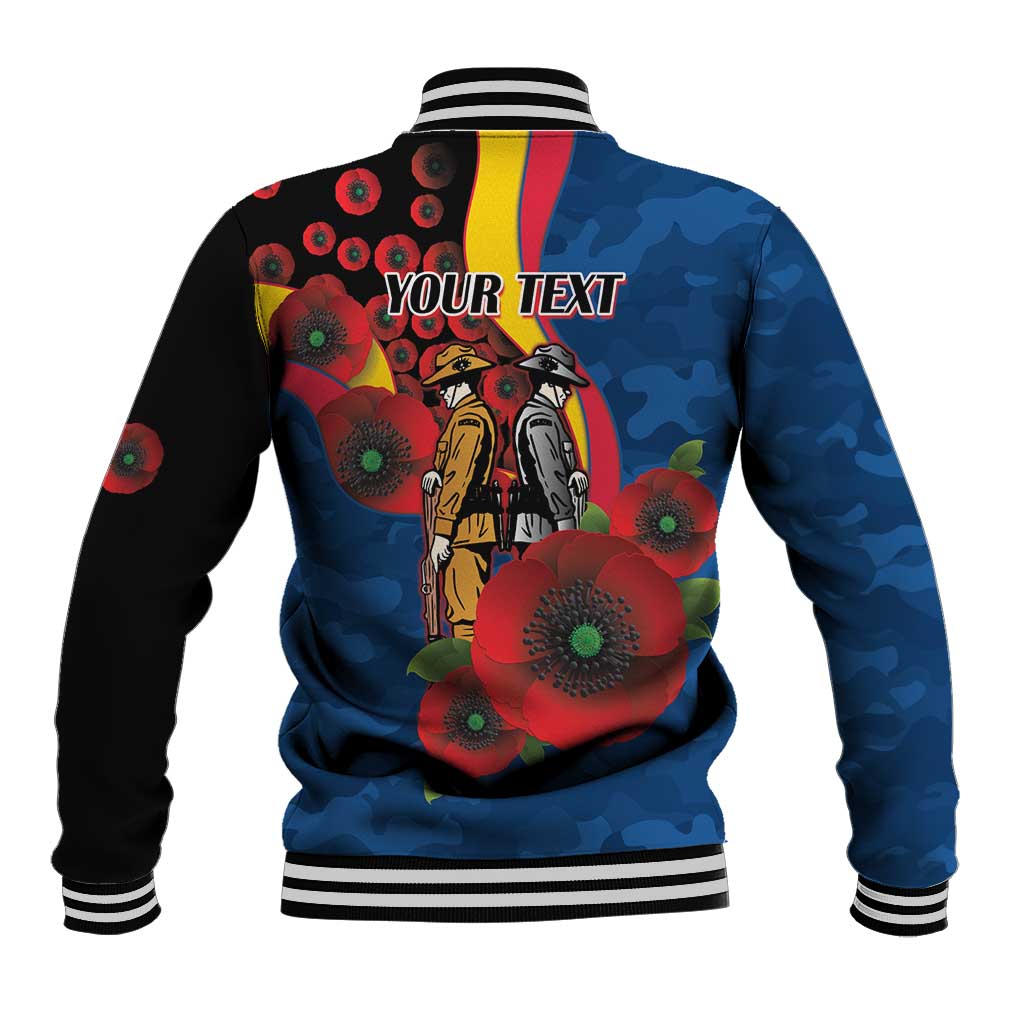 Adelaide Crows ANZAC Personalised Baseball Jacket Lest We Forget Poppy Camo