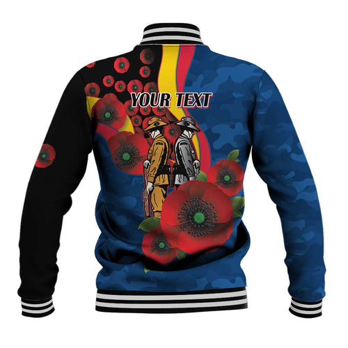 Adelaide Crows ANZAC Personalised Baseball Jacket Lest We Forget Poppy Camo