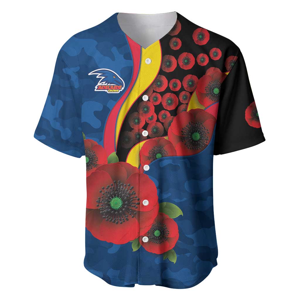 Adelaide Crows ANZAC Personalised Baseball Jersey Lest We Forget Poppy Camo