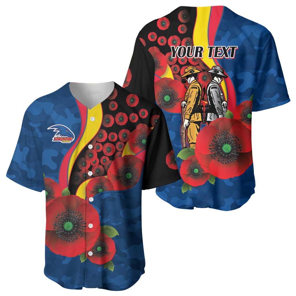 Adelaide Crows ANZAC Personalised Baseball Jersey Lest We Forget Poppy Camo