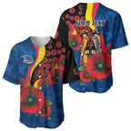 Adelaide Crows ANZAC Personalised Baseball Jersey Lest We Forget Poppy Camo