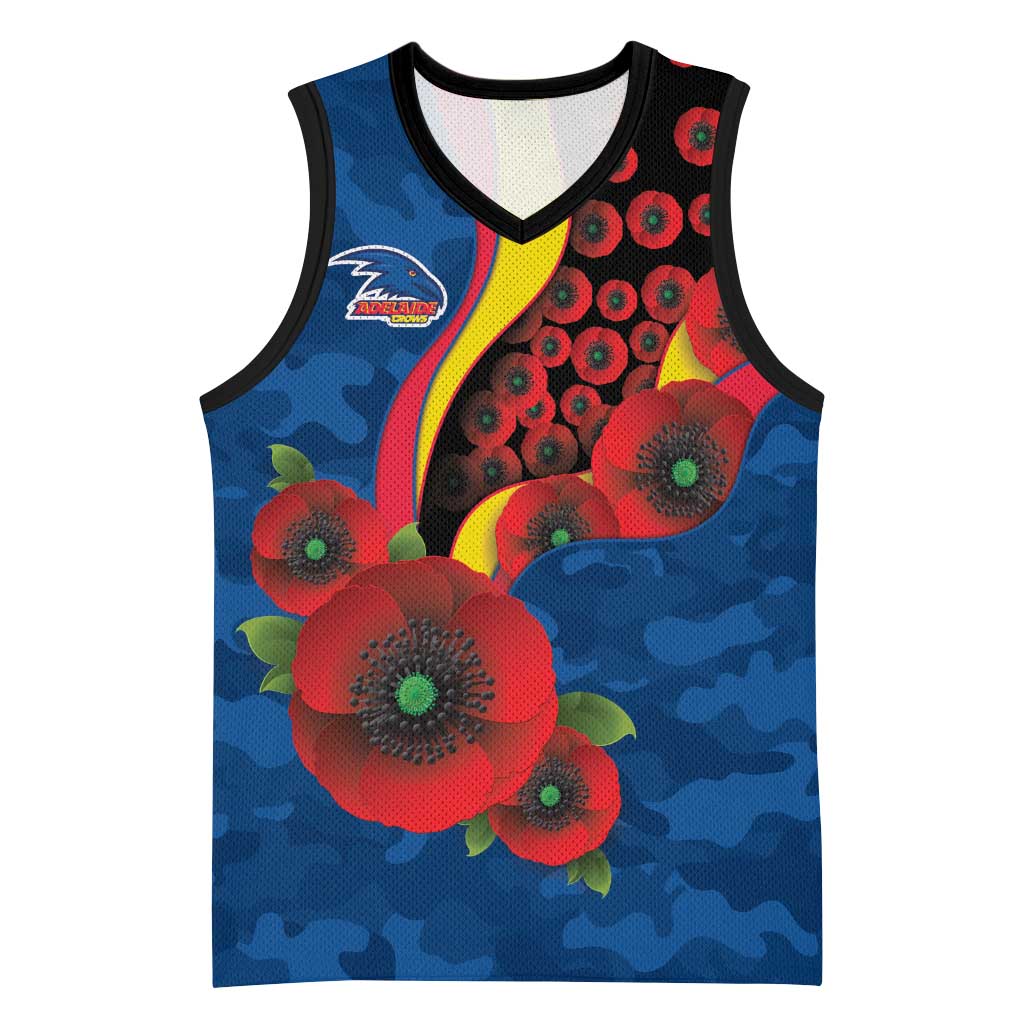 Adelaide Crows ANZAC Personalised Basketball Jersey Lest We Forget Poppy Camo