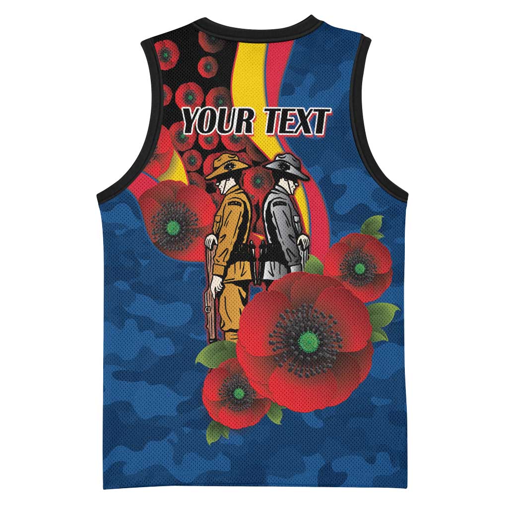 Adelaide Crows ANZAC Personalised Basketball Jersey Lest We Forget Poppy Camo