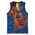 Adelaide Crows ANZAC Personalised Basketball Jersey Lest We Forget Poppy Camo