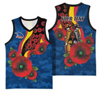 Adelaide Crows ANZAC Personalised Basketball Jersey Lest We Forget Poppy Camo