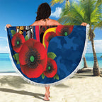 Adelaide Crows ANZAC Personalised Beach Blanket Lest We Forget Poppy Camo
