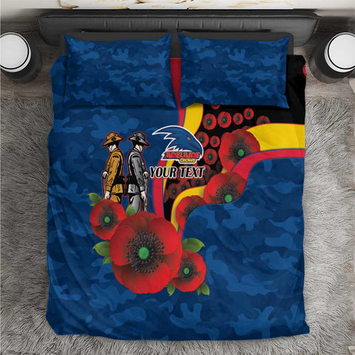 Adelaide Crows ANZAC Personalised Bedding Set Lest We Forget Poppy Camo