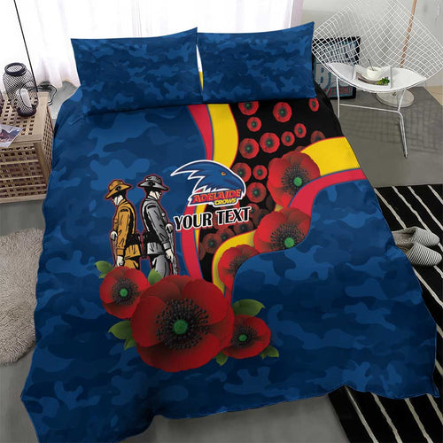 Adelaide Crows ANZAC Personalised Bedding Set Lest We Forget Poppy Camo