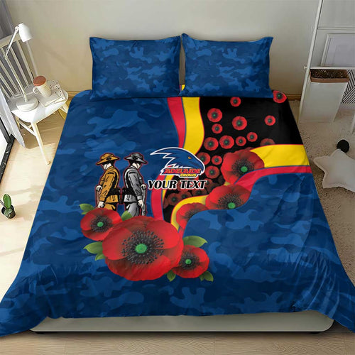 Adelaide Crows ANZAC Personalised Bedding Set Lest We Forget Poppy Camo
