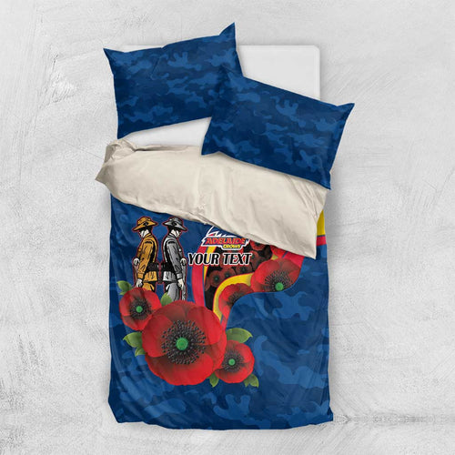 Adelaide Crows ANZAC Personalised Bedding Set Lest We Forget Poppy Camo