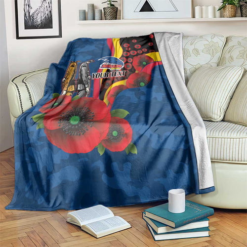 Adelaide Crows ANZAC Personalised Blanket Lest We Forget Poppy Camo