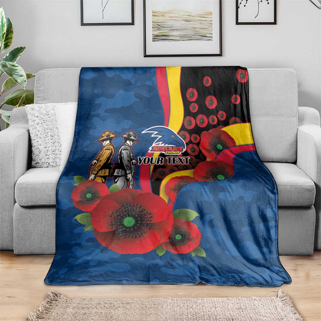 Adelaide Crows ANZAC Personalised Blanket Lest We Forget Poppy Camo