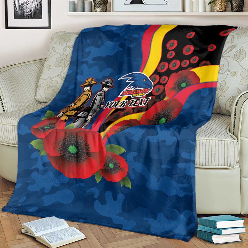 Adelaide Crows ANZAC Personalised Blanket Lest We Forget Poppy Camo
