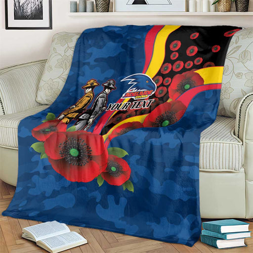 Adelaide Crows ANZAC Personalised Blanket Lest We Forget Poppy Camo