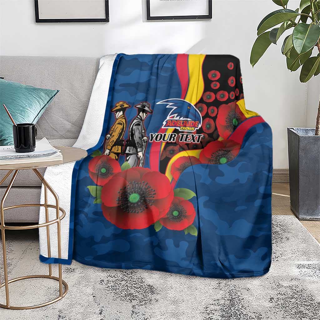 Adelaide Crows ANZAC Personalised Blanket Lest We Forget Poppy Camo