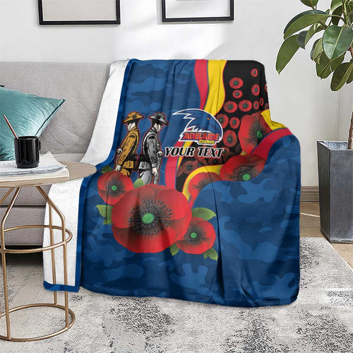 Adelaide Crows ANZAC Personalised Blanket Lest We Forget Poppy Camo