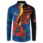 Adelaide Crows ANZAC Personalised Button Sweatshirt Lest We Forget Poppy Camo