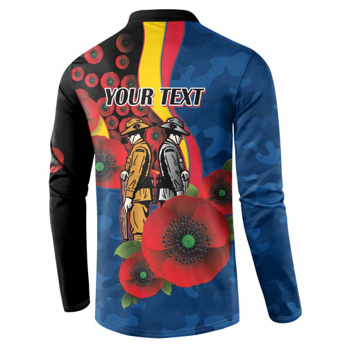 Adelaide Crows ANZAC Personalised Button Sweatshirt Lest We Forget Poppy Camo