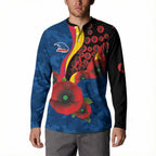 Adelaide Crows ANZAC Personalised Button Sweatshirt Lest We Forget Poppy Camo