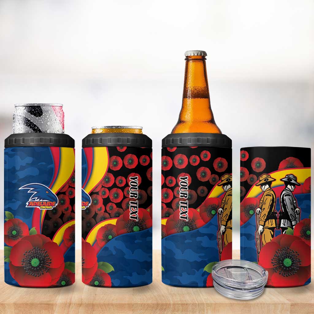 Adelaide Crows ANZAC Personalised 4 in 1 Can Cooler Tumbler Lest We Forget Poppy Camo