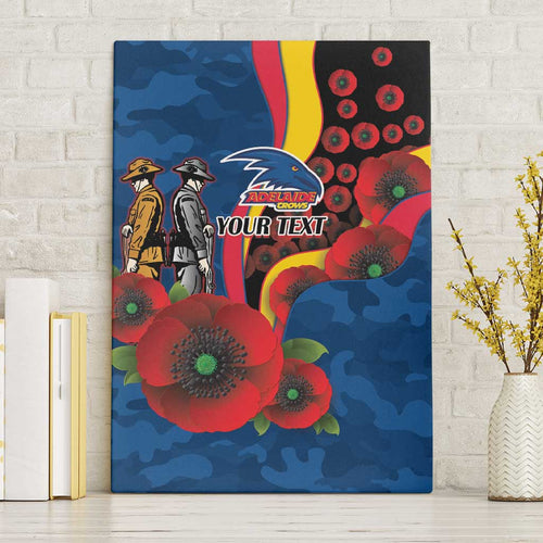 Adelaide Crows ANZAC Personalised Canvas Wall Art Lest We Forget Poppy Camo