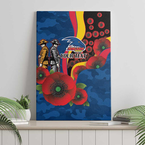 Adelaide Crows ANZAC Personalised Canvas Wall Art Lest We Forget Poppy Camo