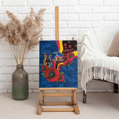 Adelaide Crows ANZAC Personalised Canvas Wall Art Lest We Forget Poppy Camo