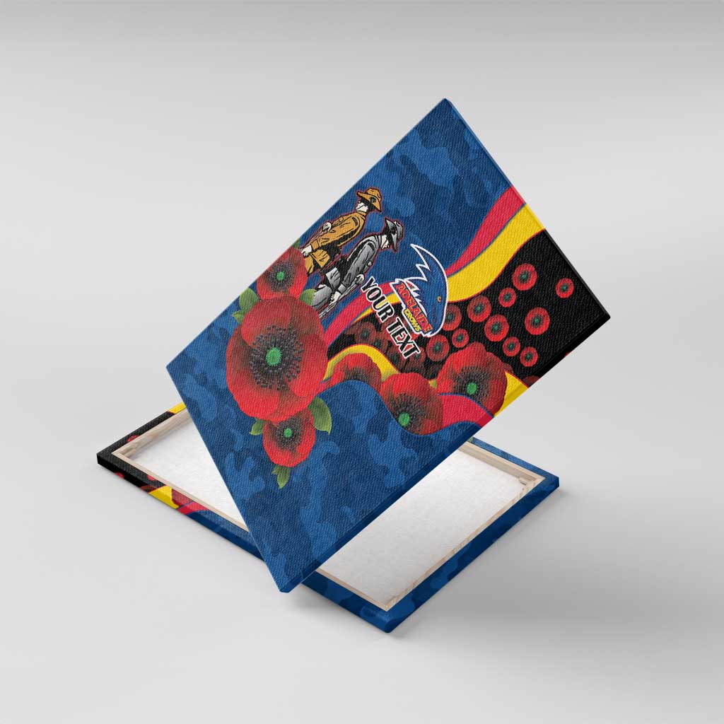 Adelaide Crows ANZAC Personalised Canvas Wall Art Lest We Forget Poppy Camo